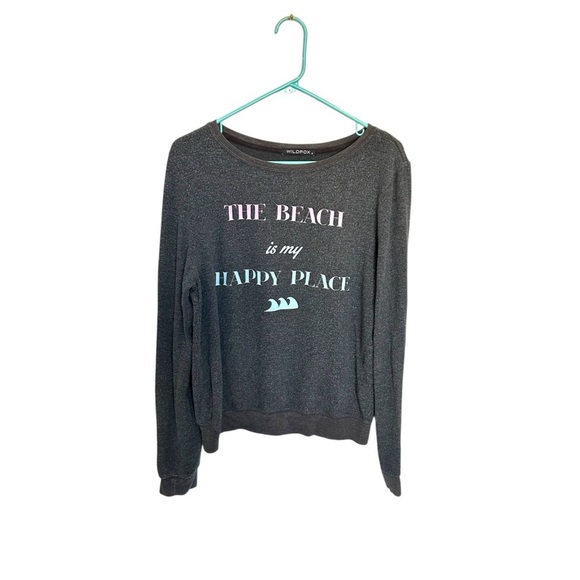 Wildfox The Beach Is My Happy Place Lightweight Pullover Sweater in Grey Size S - Picture 1 of 5